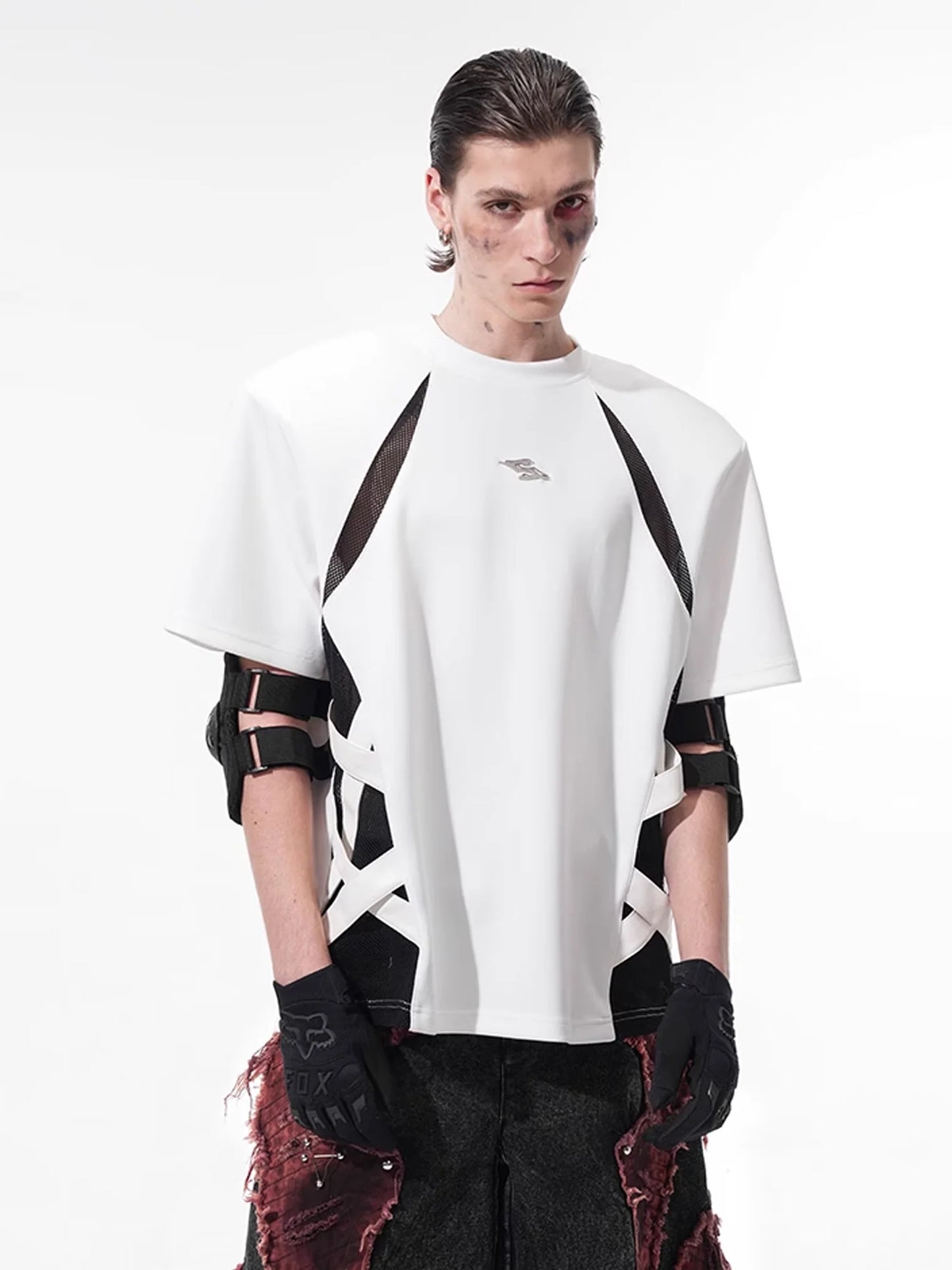 Mesh Splicing Short Sleeve Tee