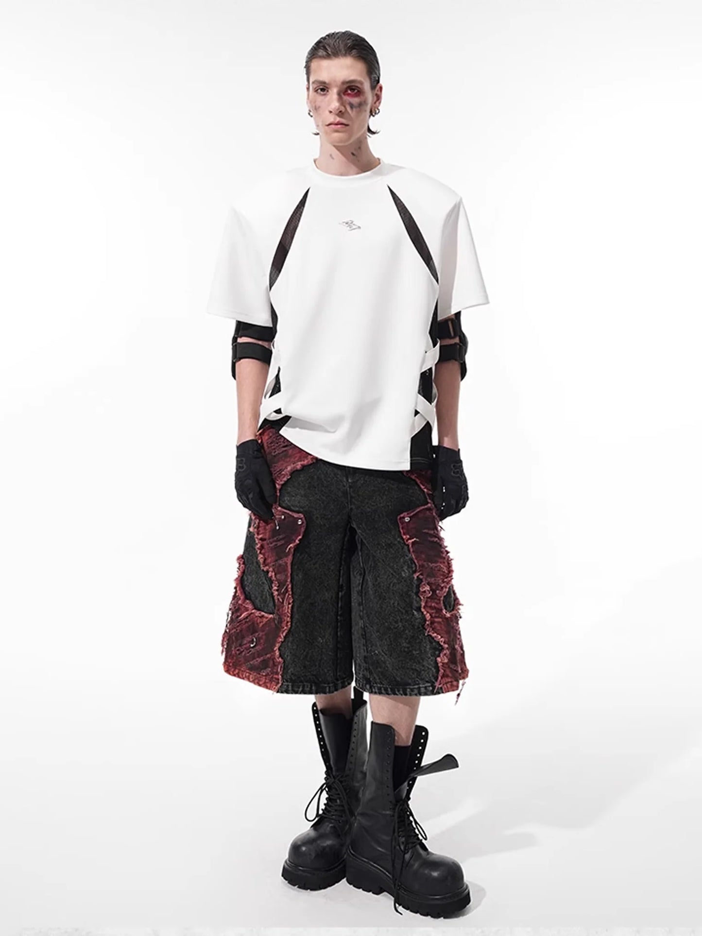 Mesh Splicing Short Sleeve Tee