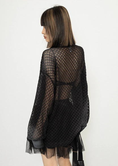 See-through active mesh design double over knit