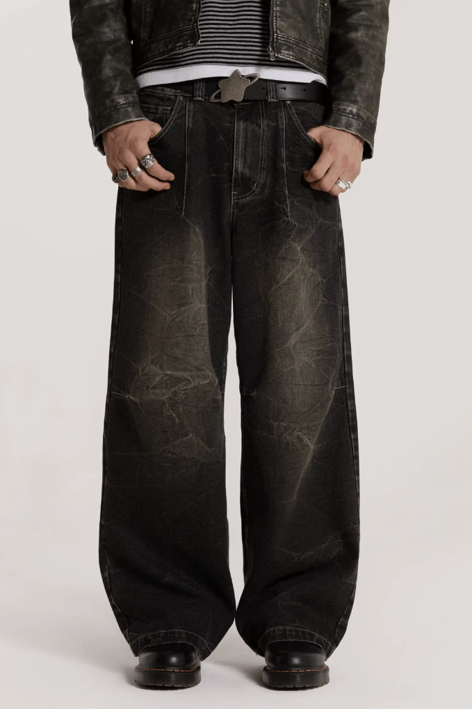 《Jaded London》Washed Black Razor Jeans