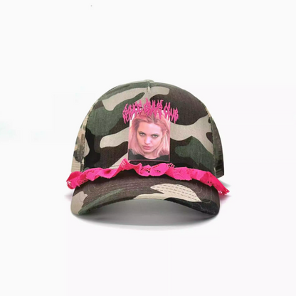 Famous actress printed camo cap