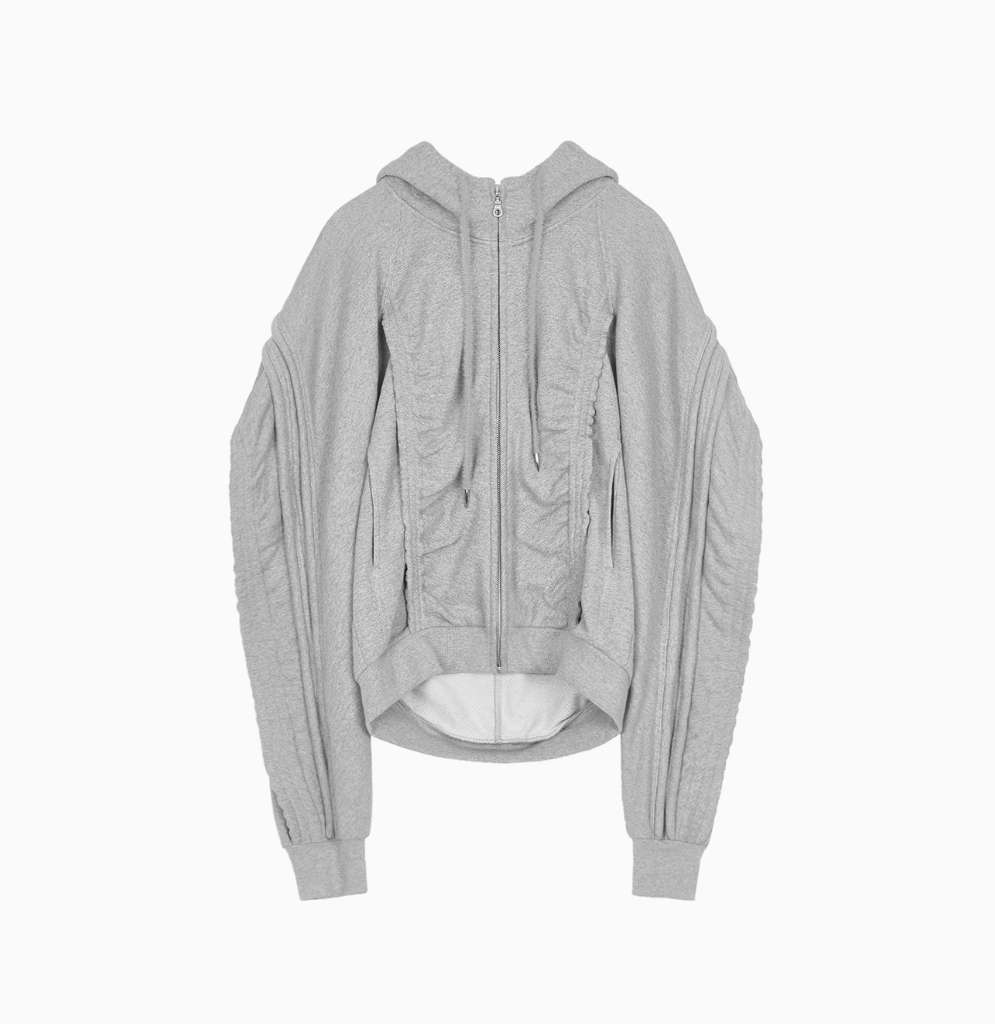 Deconstructed hooded sweat jacket