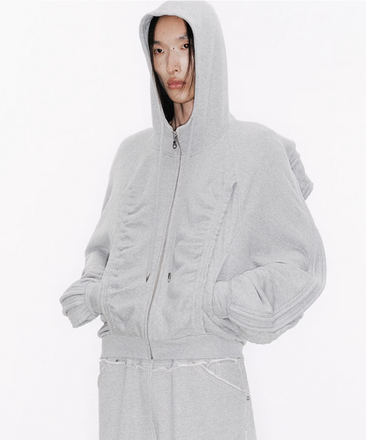 Deconstructed hooded sweat jacket