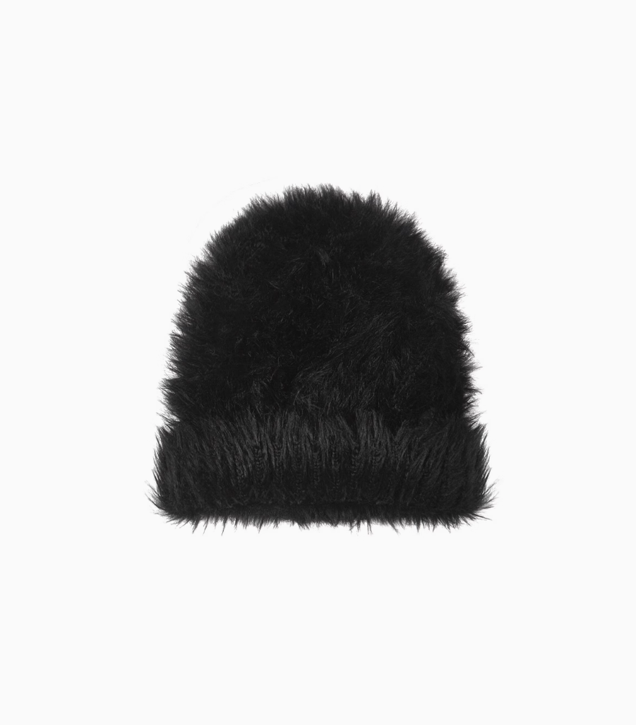 Fur design beanie black