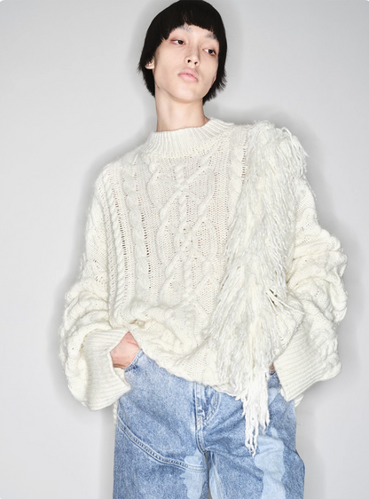 Heavy silhouett chanky knit white