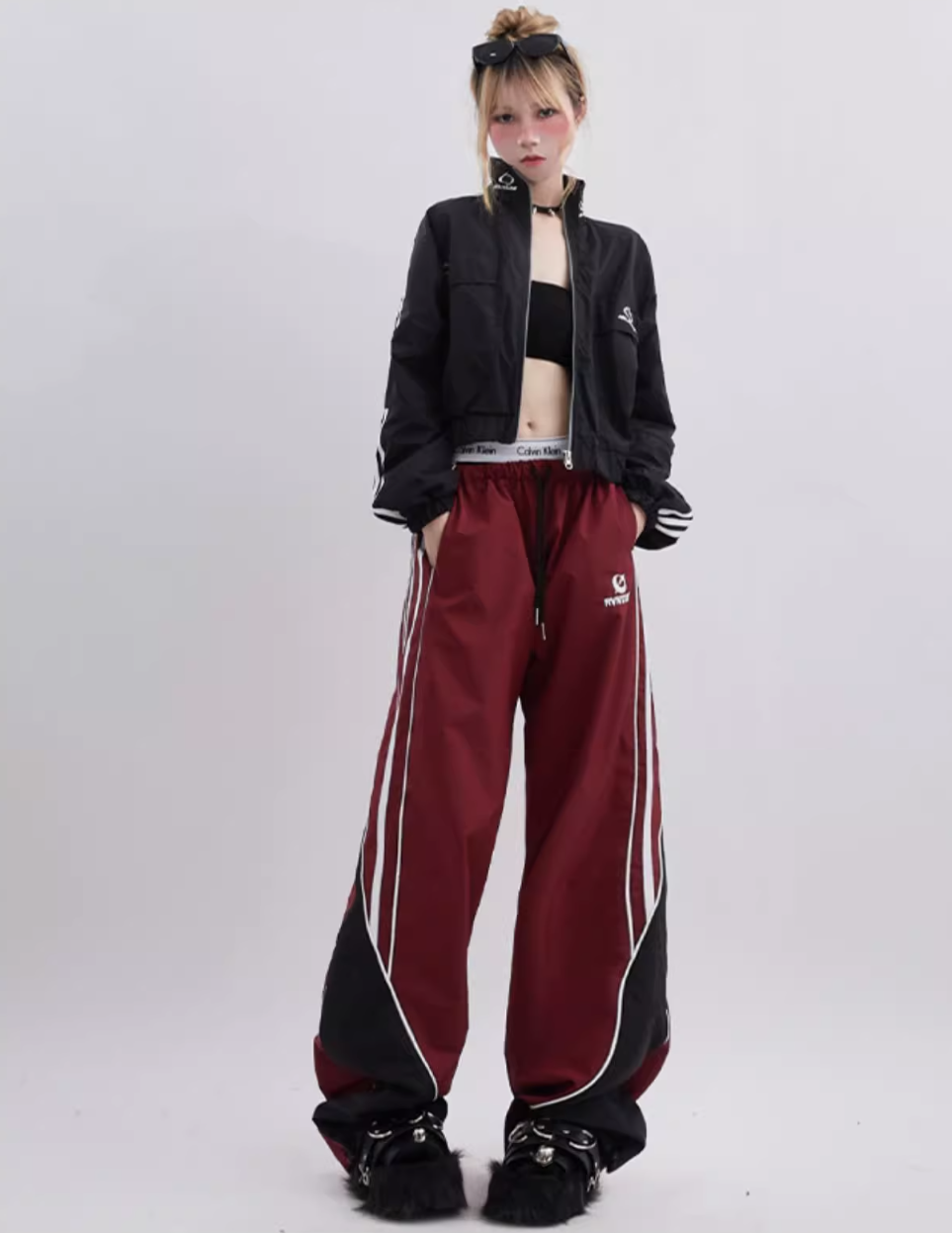 Split design string casuak pants