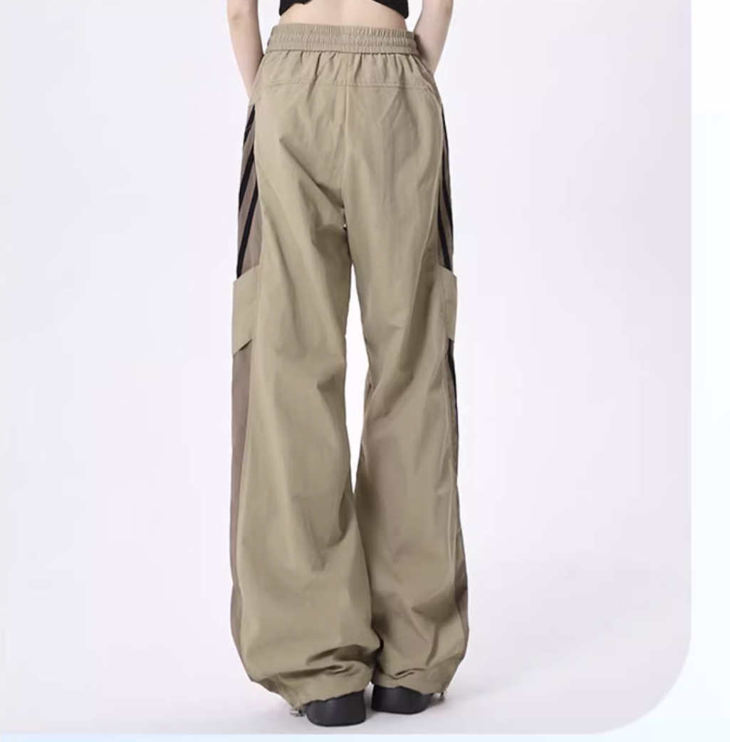 Side split stripe design casual pants