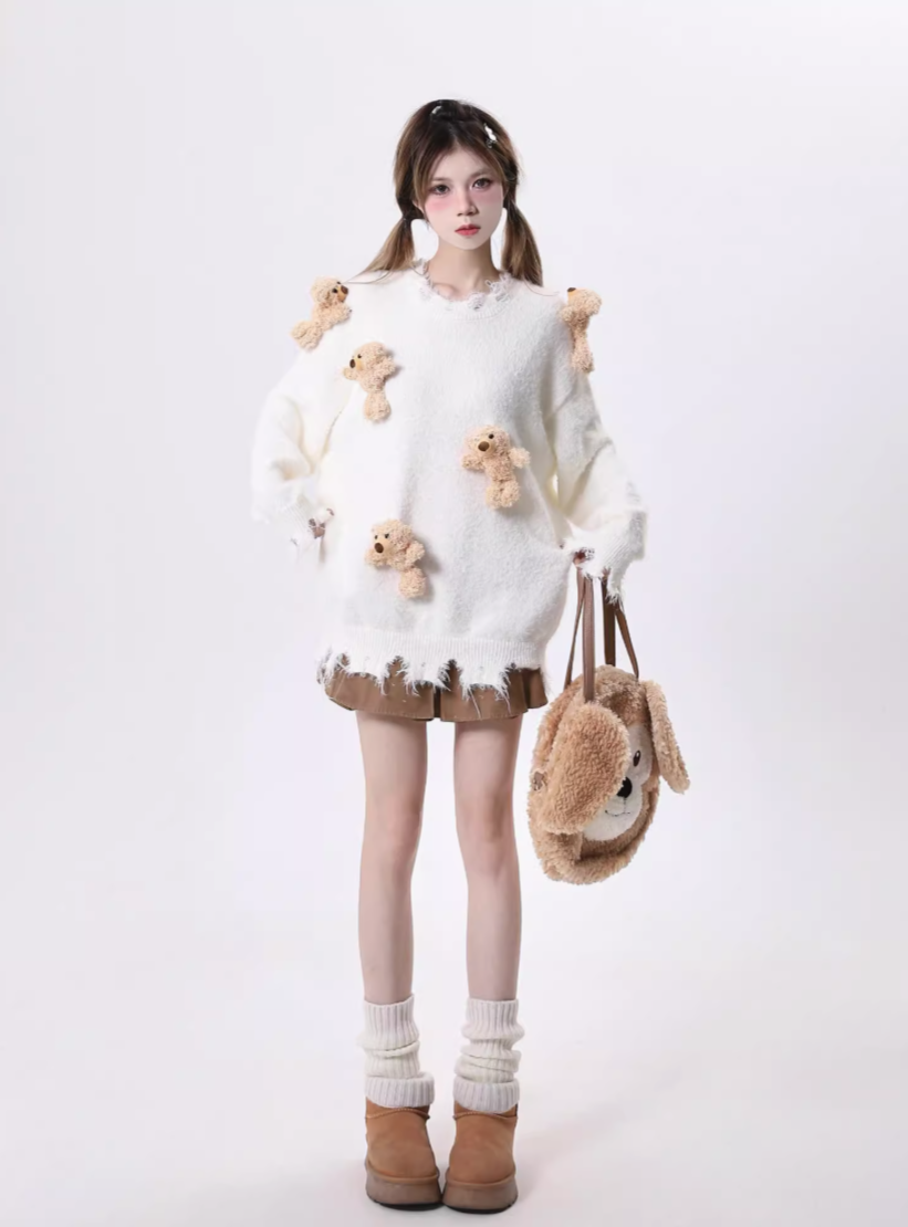 Teddy Bear design knit sweater