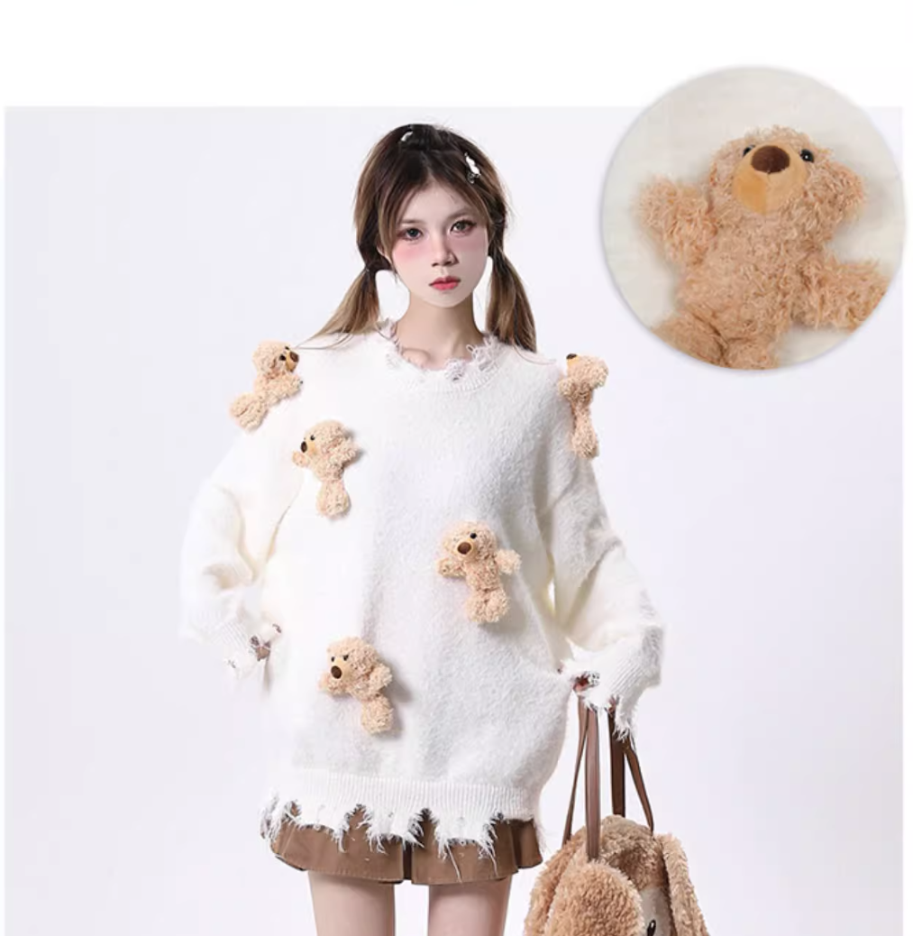 Teddy Bear design knit sweater