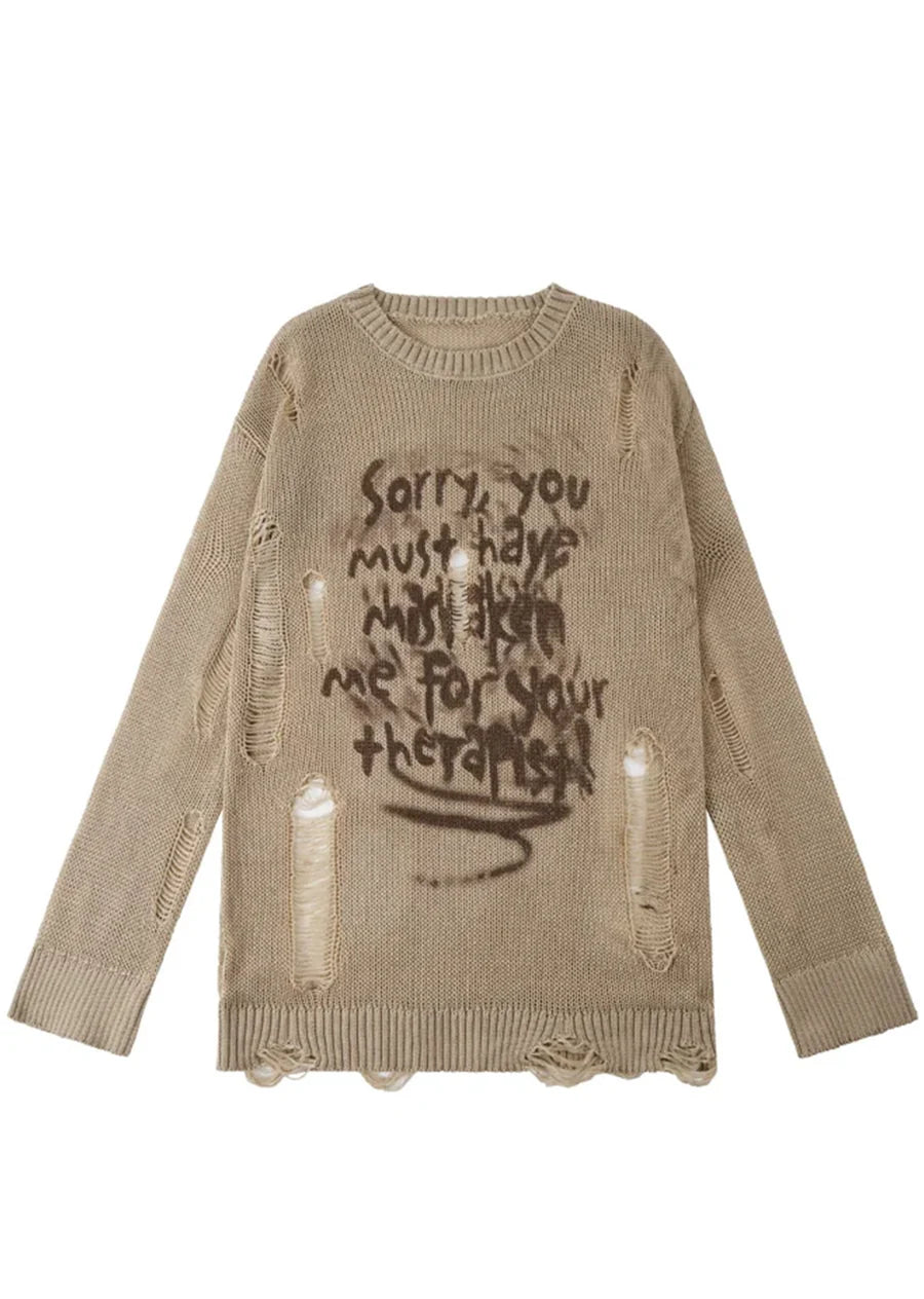 All-over grunge distressed Y2K sweater RH0117