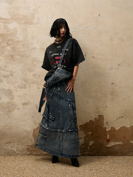 Maxi Denim Dungaree Skirt