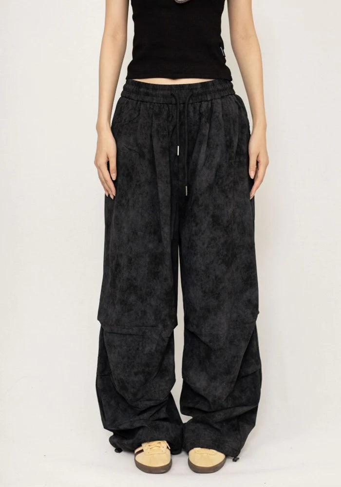 Random dull color wide straight silhouette design pants