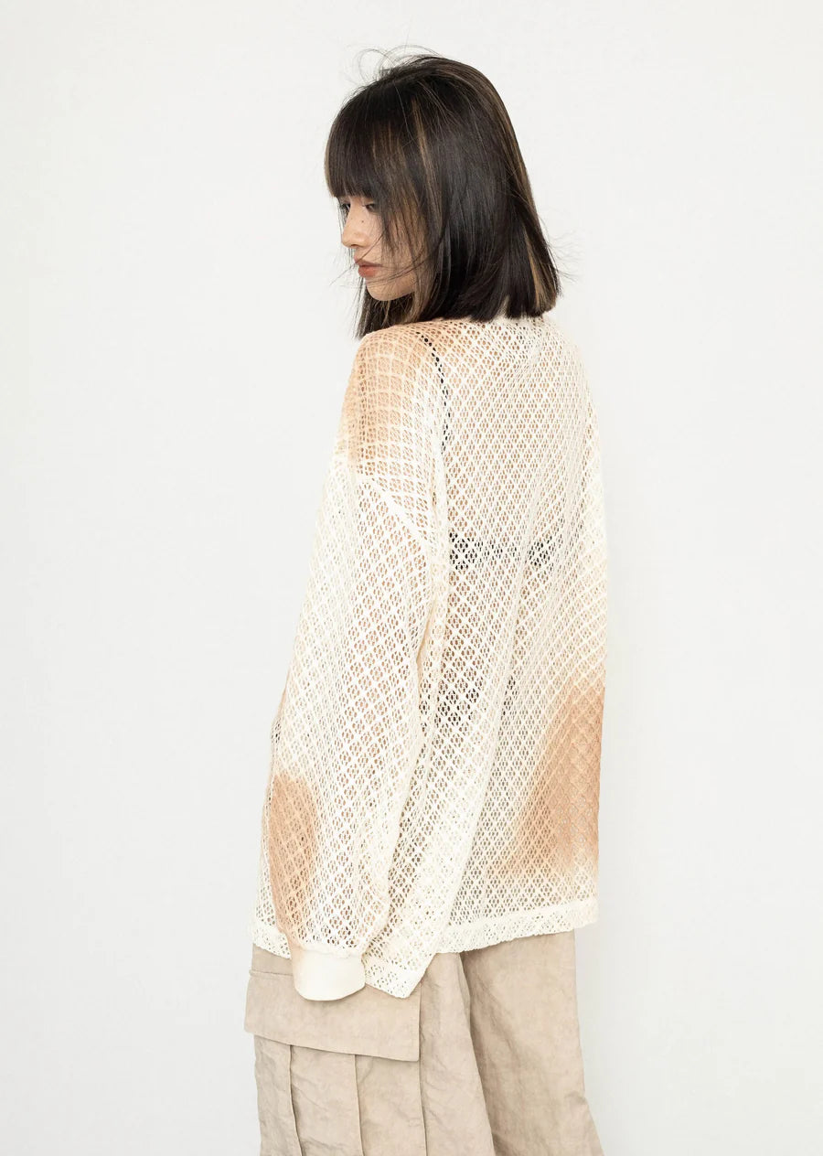 See-through active mesh design double over knit