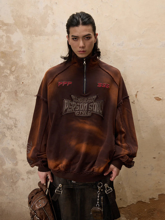 Stain Design Half Zip Sweat