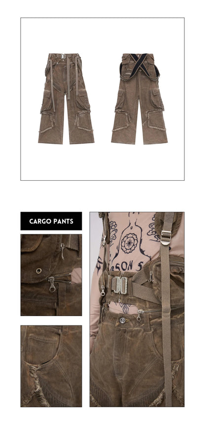 Detachable Tactical Distressed Cargo Pants