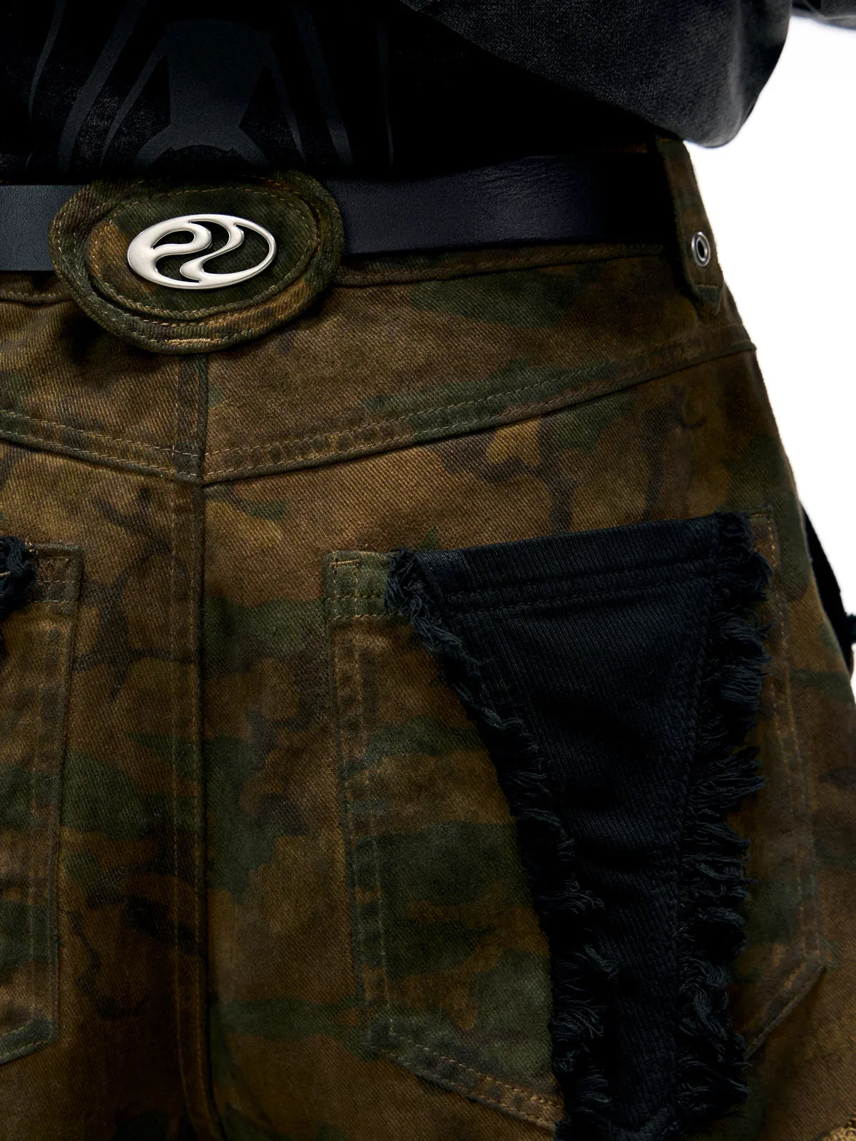 Camo Patchwork Bootcut Jeans