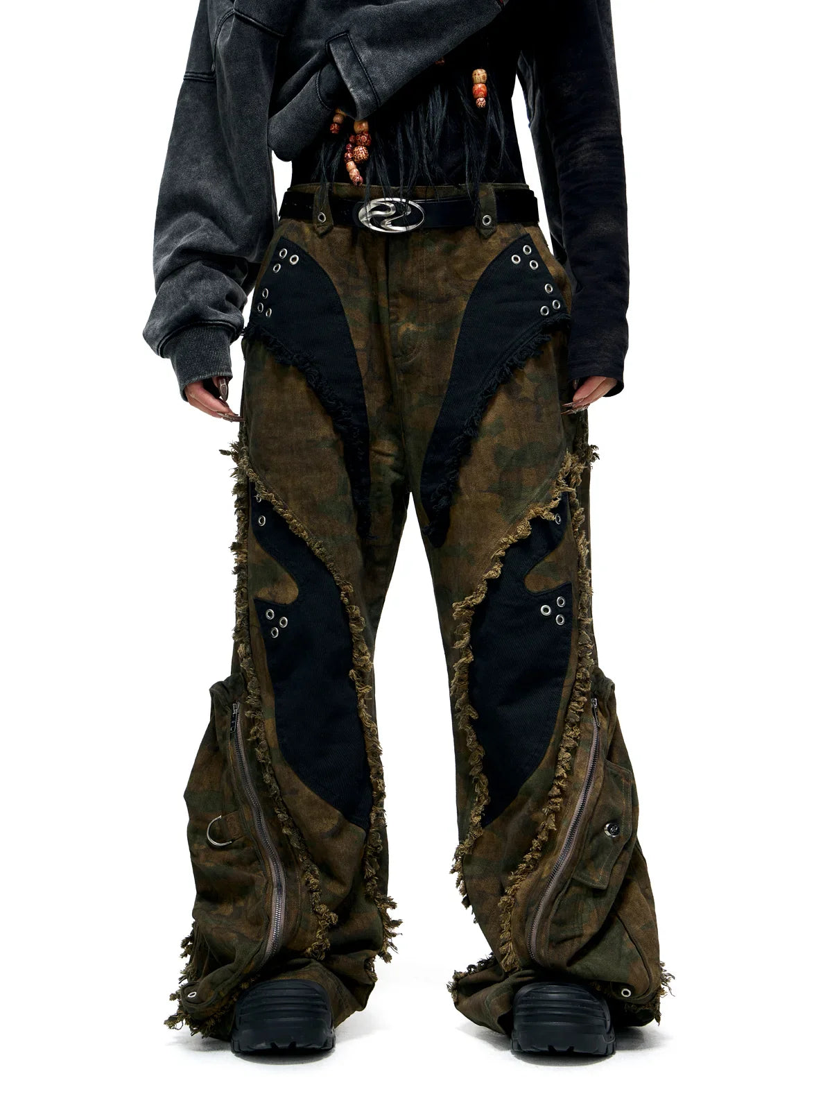 Camo Patchwork Bootcut Jeans