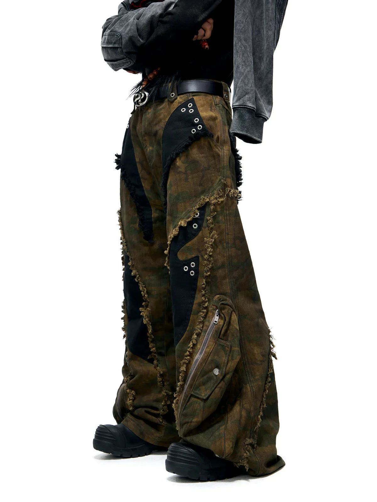 Camo Patchwork Bootcut Jeans