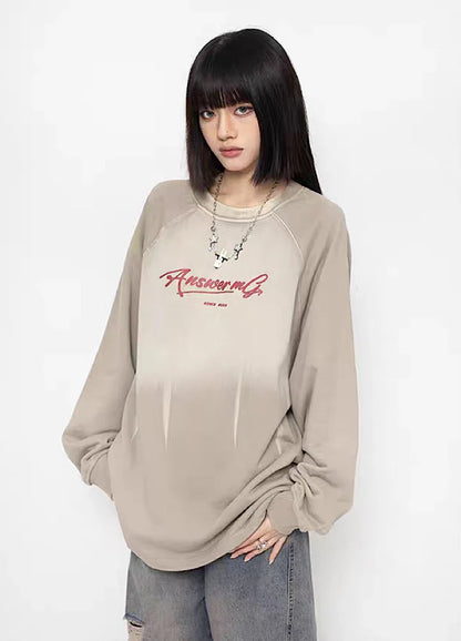 Middle gradation wash flame long sleeve T-shirt