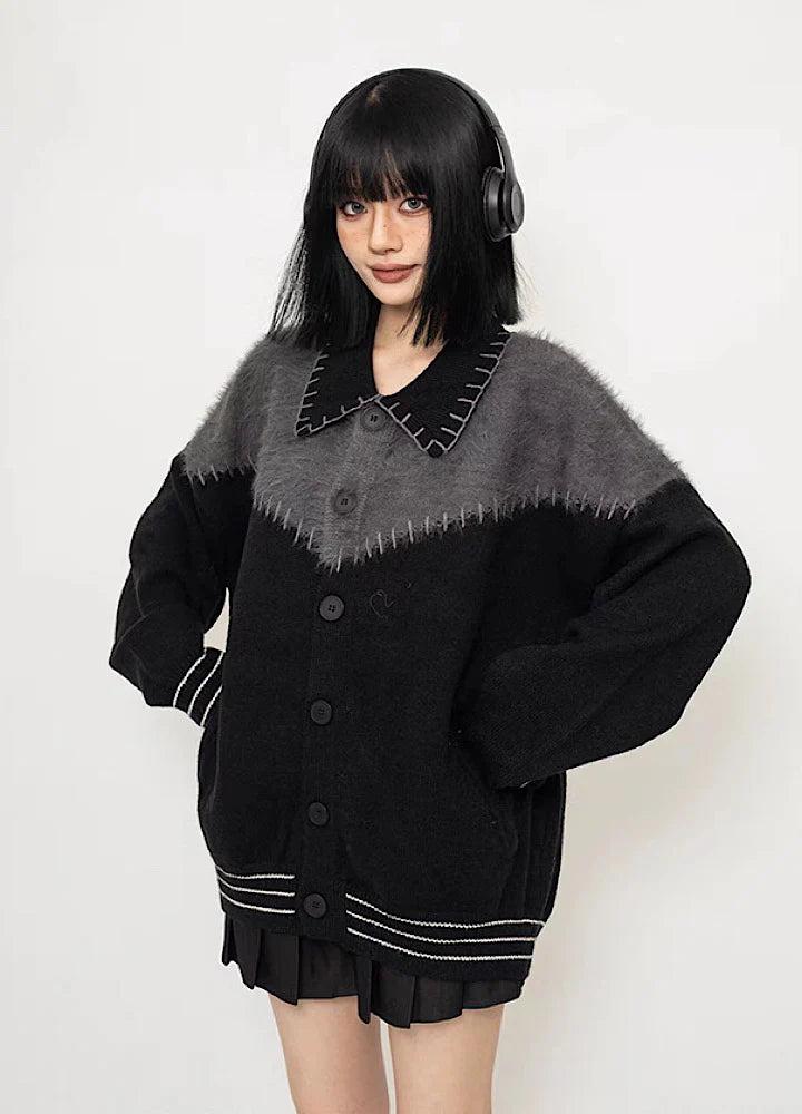 Patch type broad design black jacket outer