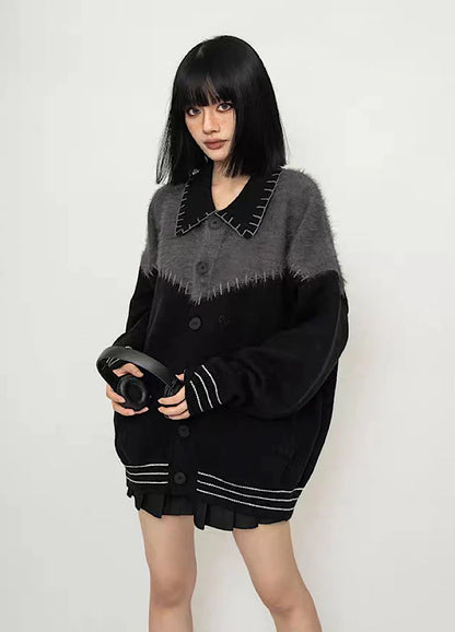 Patch type broad design black jacket outer