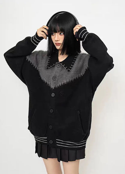 Patch type broad design black jacket outer