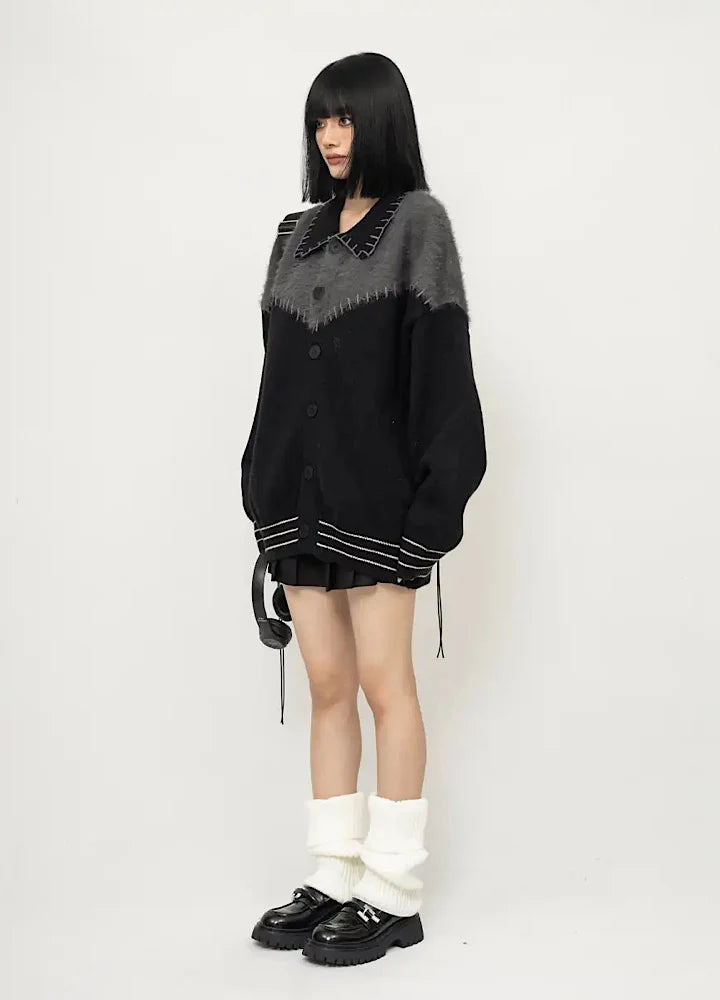 Patch type broad design black jacket outer