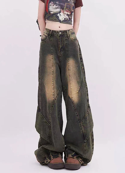 Vintage wash design grunge style denim pants RH0081