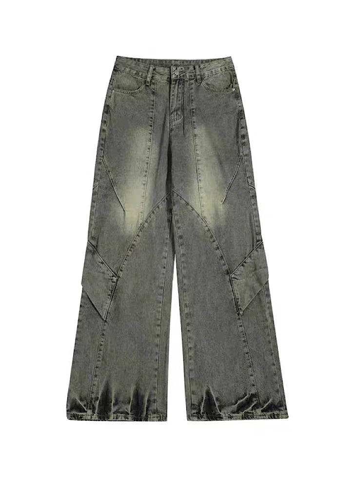 Vintage wash design grunge style denim pants RH0081