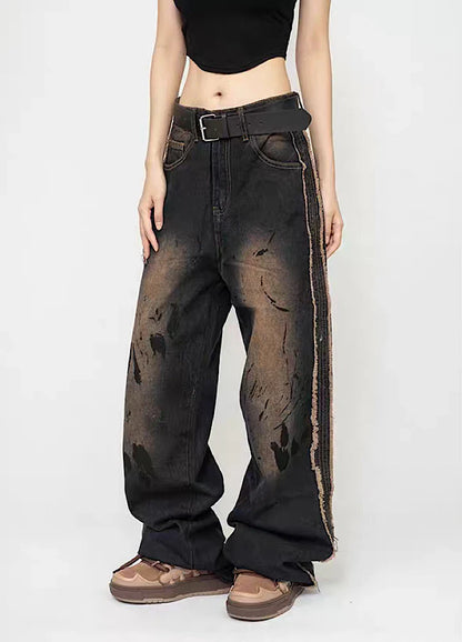 Vintage distressed full make denim pants