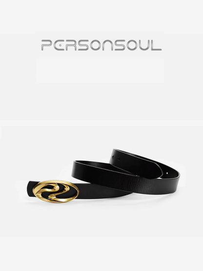 Logo Silver-Plated Leather Belt