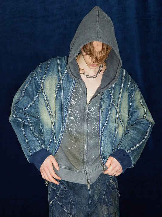 Line Denim Bomber Jacket