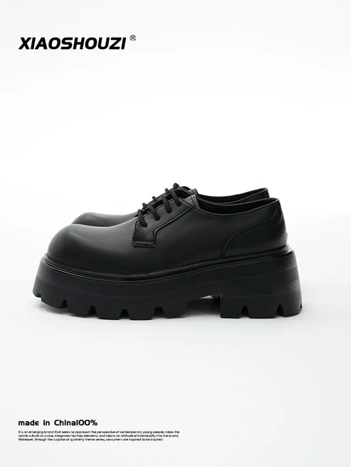 Round Toe Platform Leather Shoes