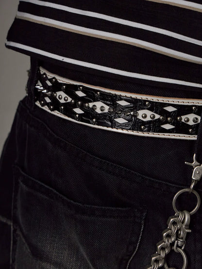 Metal Stud Croco Belt