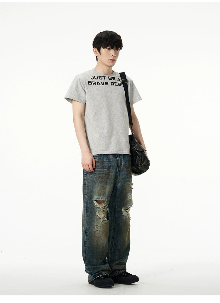 Straight silhouette washed jeans