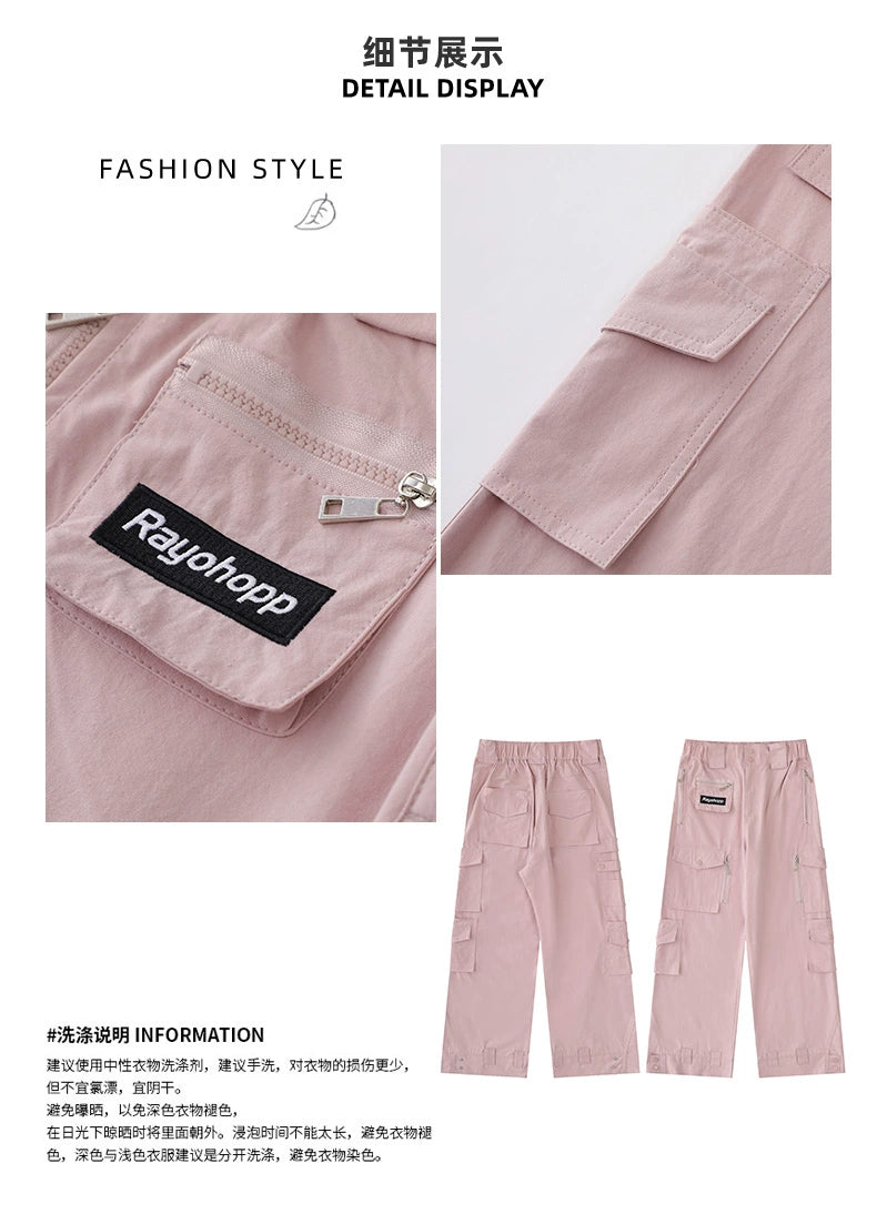 Pink slim fit cargo pants