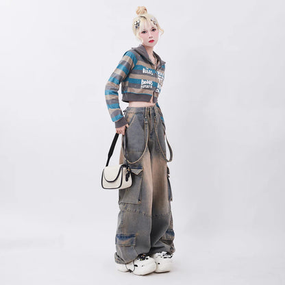 Mud-like graywashed suspender design denim RH0043