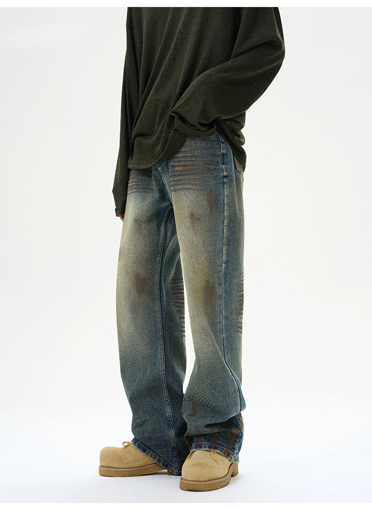 Straight silhouette washed jeans