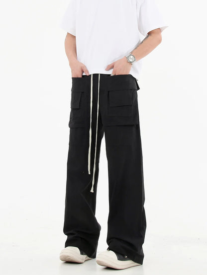 Multi-Pocket Drawstring Work Pants