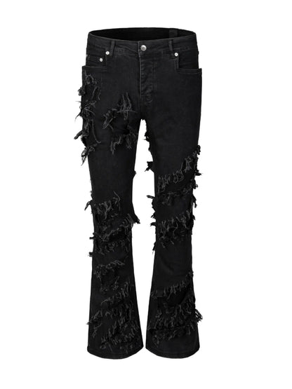 Fringe Raw Edge Destroyed Pants