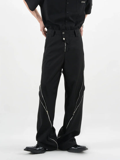 Zip Design Straight Pants