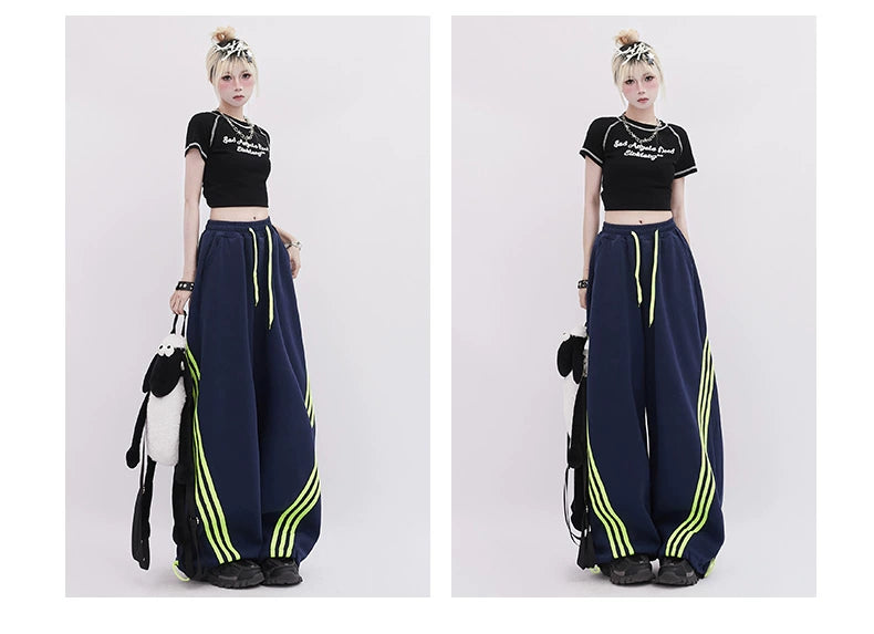 3 Stripe wide silhouette casual pants