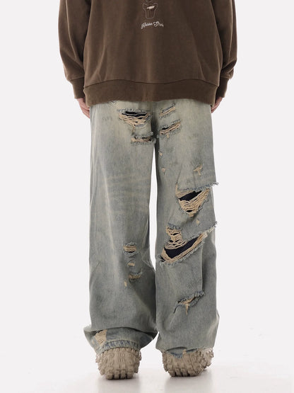 Knife Cut Damaged Denim Pants