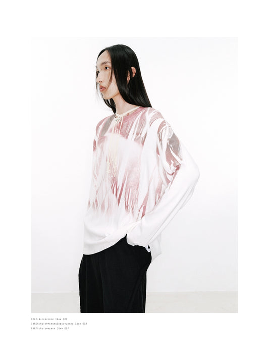 Abstract pattern printed long-sleeve tee