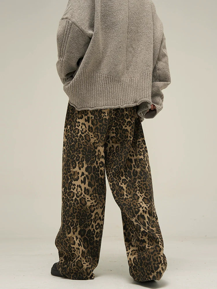 Leopard Wide Denim Pants