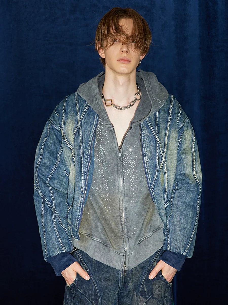 Line Denim Bomber Jacket