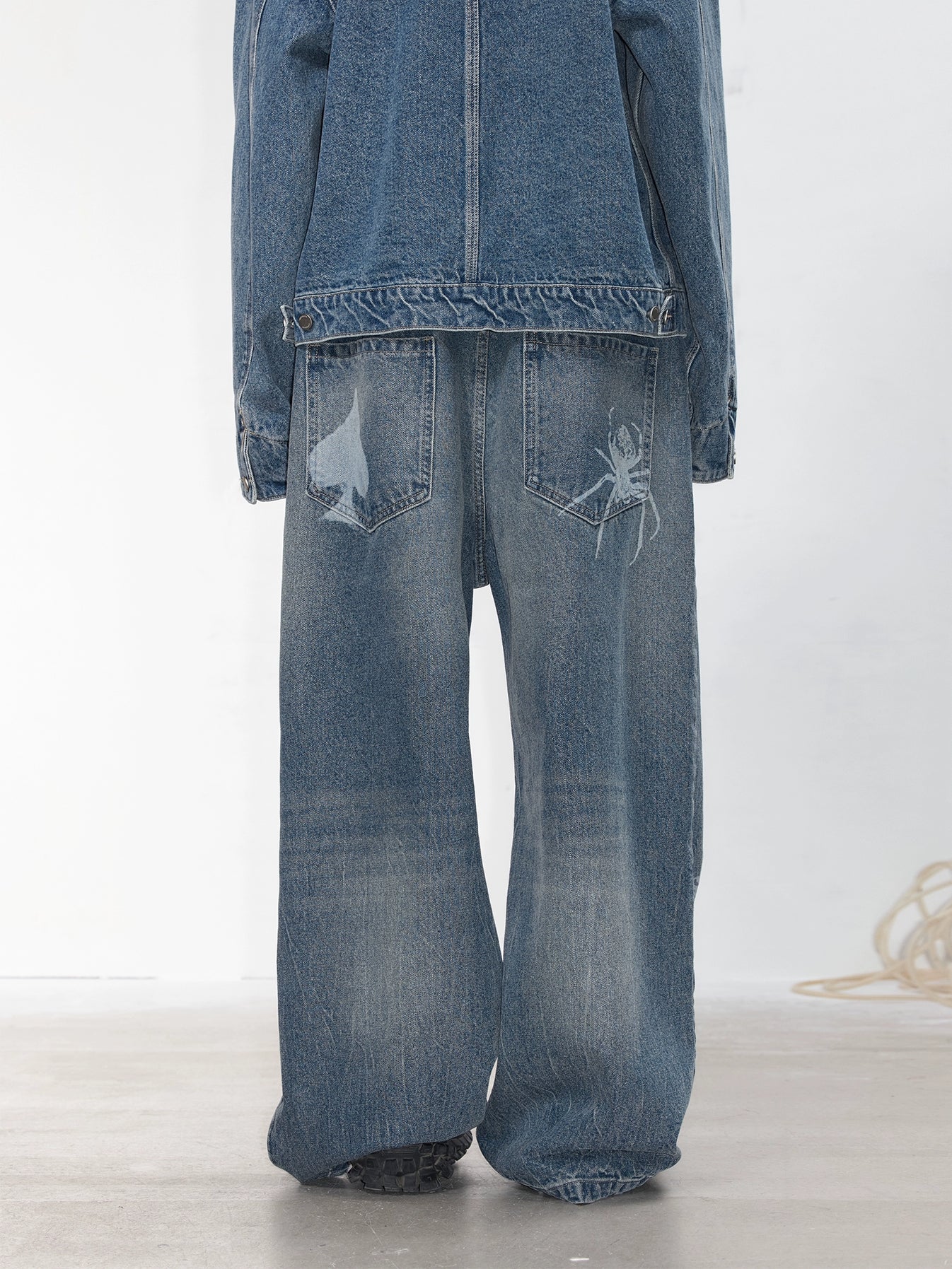 Graffiti Wide Straight Denim Pants