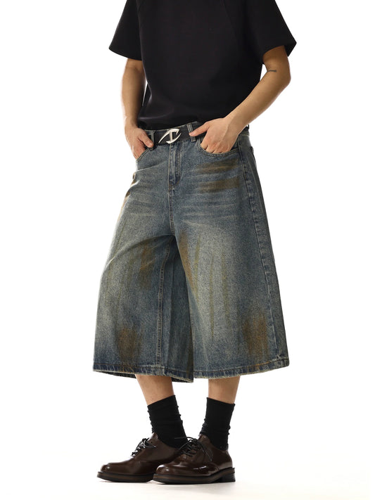 VINTAGE STAINED DENIM SHORTS