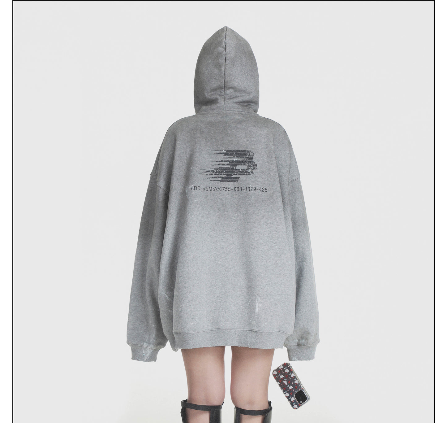 Grunge style pull over hoodie