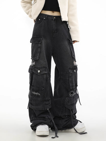 Ripped Multi-Pocket Denim Pants